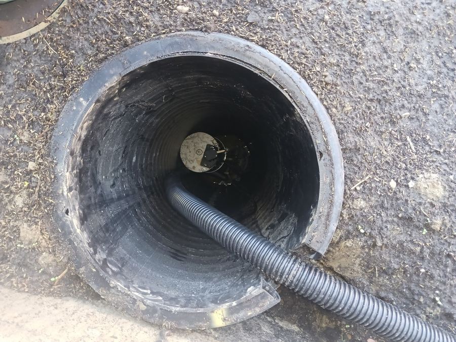 Sump basin showing connection